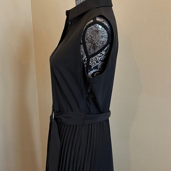 Lafayette 148 New York Black Cotton Sleeveless Dress with Pleated Skirt Size 8 - Picture 4 of 9